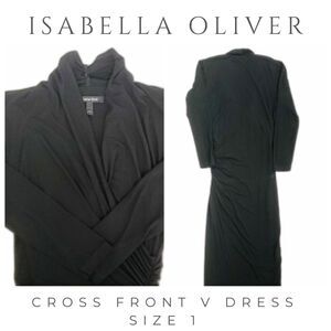Isabella Oliver Women Cross Front V Dress Black Size 1